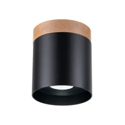 SOLLUX LIGHTING Downlight Rif, svart, Ø 12 cm, tre, aluminium Clearance