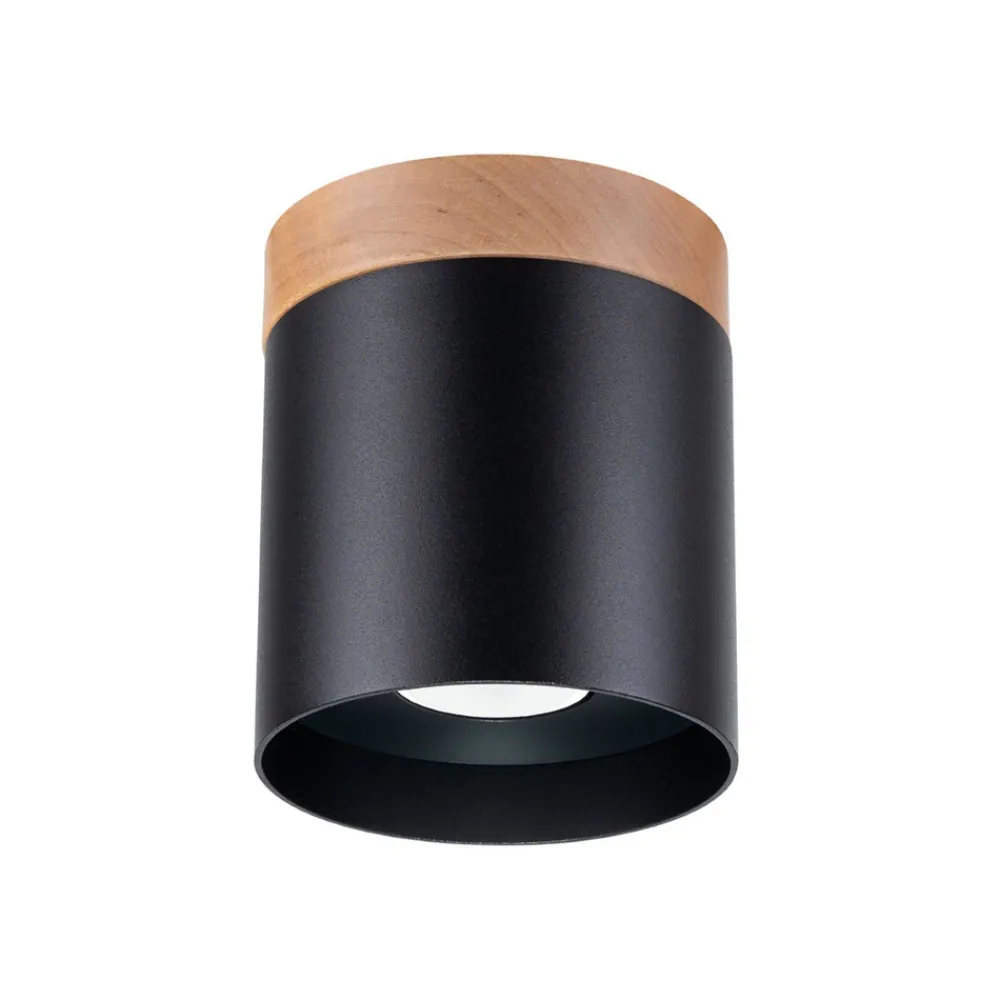 SOLLUX LIGHTING Downlight Rif, svart, Ø 12 cm, tre, aluminium Clearance