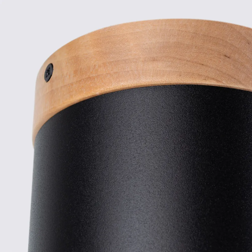 SOLLUX LIGHTING Downlight Rif, svart, Ø 12 cm, tre, aluminium Clearance