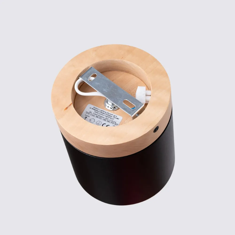 SOLLUX LIGHTING Downlight Rif, svart, Ø 12 cm, tre, aluminium Clearance