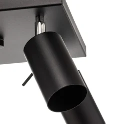 SOLLUX LIGHTING Downlight Round i svart, 4 lyskilder, firkantet