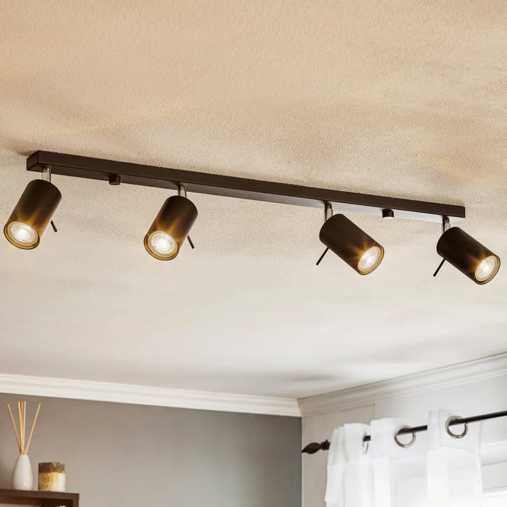 SOLLUX LIGHTING Downlight Round i svart, 4 lyskilder lineære| Spotter I Tak