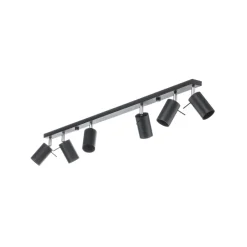 SOLLUX LIGHTING Downlight Round i svart, 6 lyskilder lineært