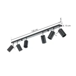 SOLLUX LIGHTING Downlight Round i svart, 6 lyskilder lineært