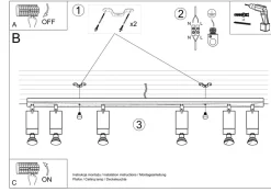 SOLLUX LIGHTING Downlight Square, svart 6 lyskilder lineær Best