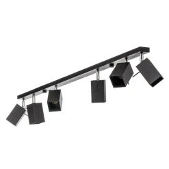 SOLLUX LIGHTING Downlight Square, svart 6 lyskilder lineær Best