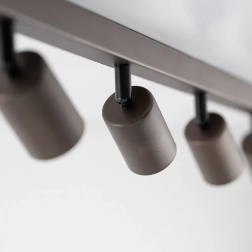 TK Lighting Downlight Top, justerbar, brun, 8 lyskilder, lineær| Spotter I Tak|Taklamper