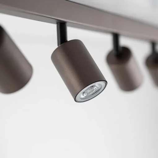 TK Lighting Downlight Top, justerbar, brun, 8 lyskilder, lineær| Spotter I Tak|Taklamper