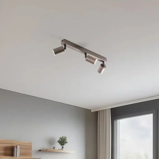 TK Lighting Downlight Top, justerbar, brun, 3 lyskilder, lineær| Spotter I Tak|Taklamper