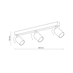 TK Lighting Downlight Top, justerbar, brun, 3 lyskilder, lineær| Spotter I Tak|Taklamper