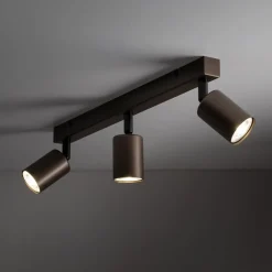 TK Lighting Downlight Top, justerbar, brun, 3 lyskilder, lineær| Spotter I Tak|Taklamper