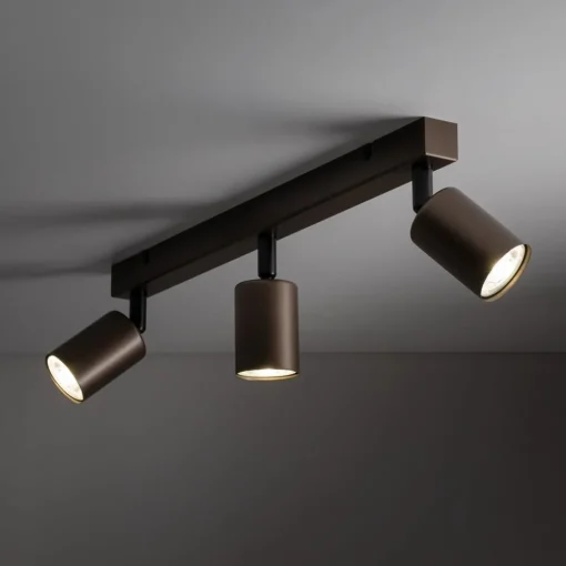 TK Lighting Downlight Top, justerbar, brun, 3 lyskilder, lineær| Spotter I Tak|Taklamper