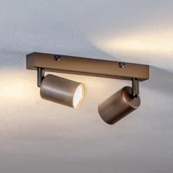 TK Lighting Downlight Top, justerbar, brun, 2 lyskilder, lineær| Spotter I Tak|Taklamper