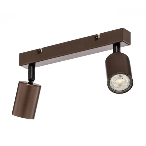 TK Lighting Downlight Top, justerbar, brun, 2 lyskilder, lineær| Spotter I Tak|Taklamper