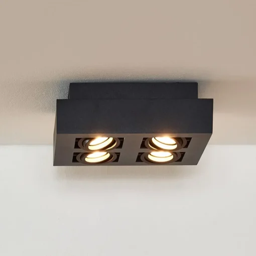 Lucide Downlight Xirax, 4 lyskilder, svart| Spotter I Tak