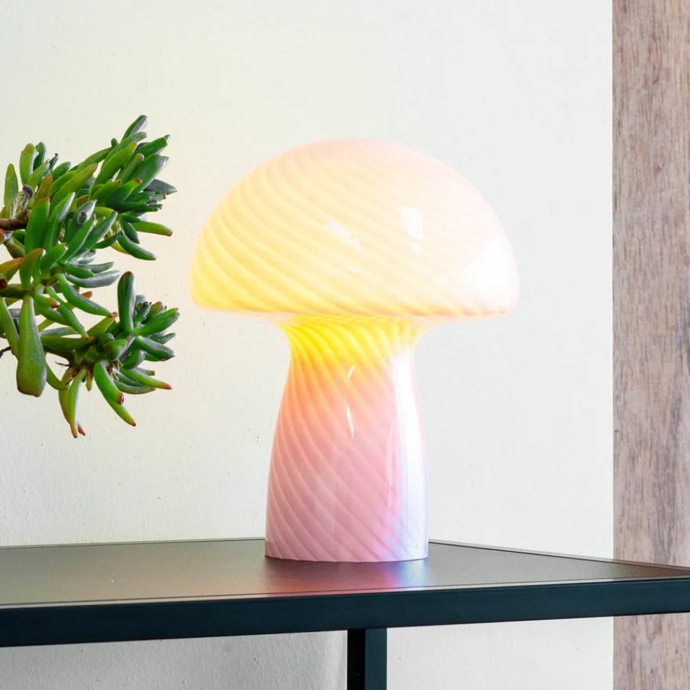 Dyberg Larsen Mushroom bordlampe, rosa, høyde 23 cm, glass Discount