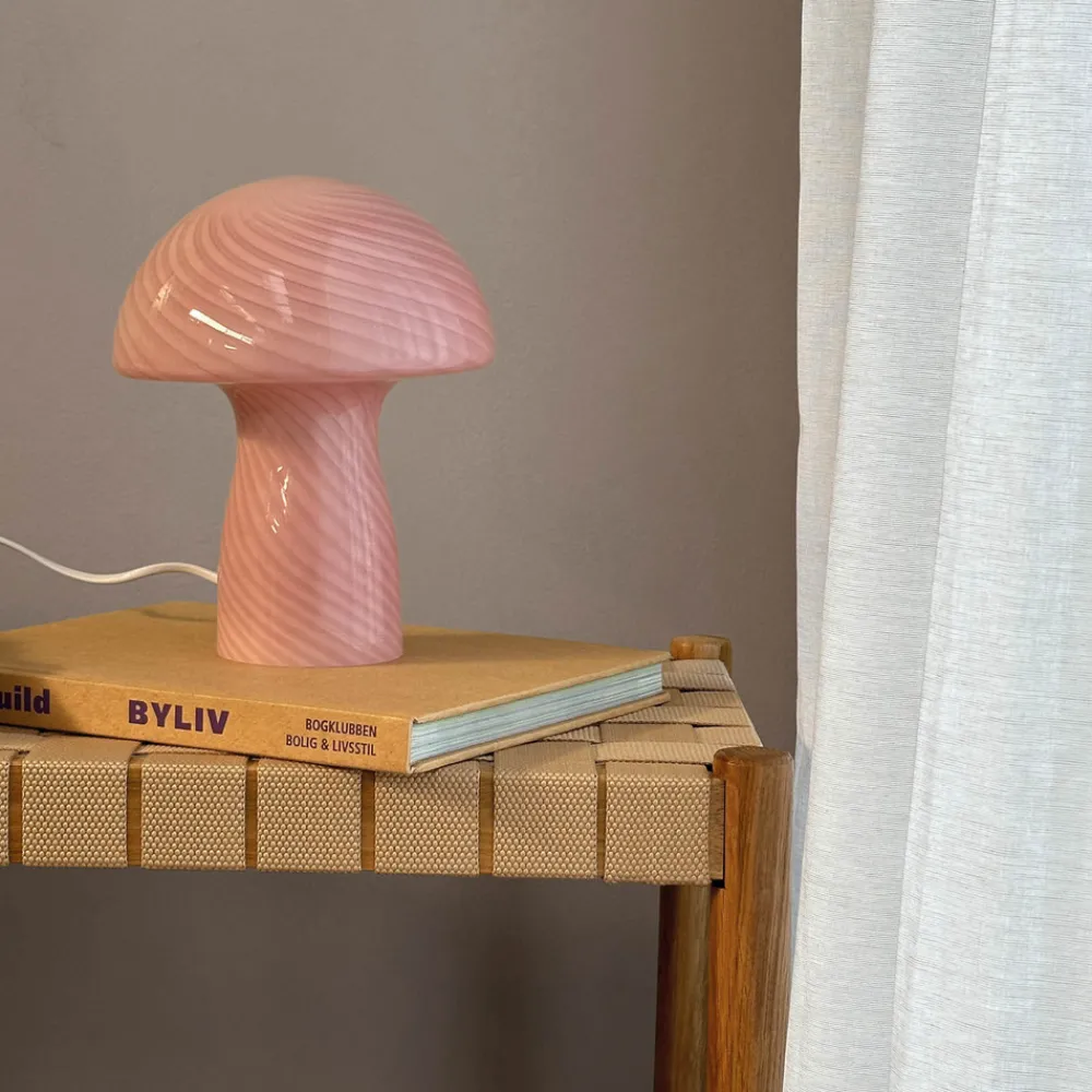 Dyberg Larsen Mushroom bordlampe, rosa, høyde 23 cm, glass Discount