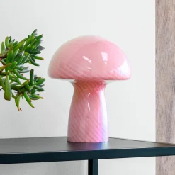 Dyberg Larsen Mushroom bordlampe, rosa, høyde 23 cm, glass Discount