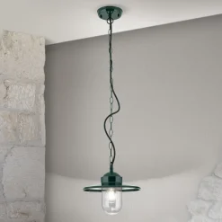 ORION Edward utendørs pendellampe, grønn, Ø 27,5 cm, aluminium/glass Best