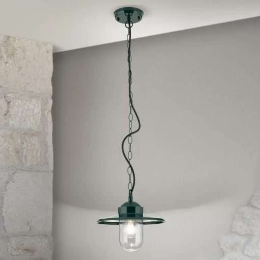 ORION Edward utendørs pendellampe, grønn, Ø 27,5 cm, aluminium/glass Best