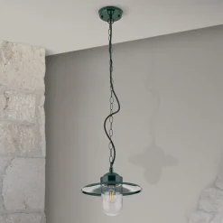 ORION Edward utendørs pendellampe, grønn, Ø 27,5 cm, aluminium/glass Best