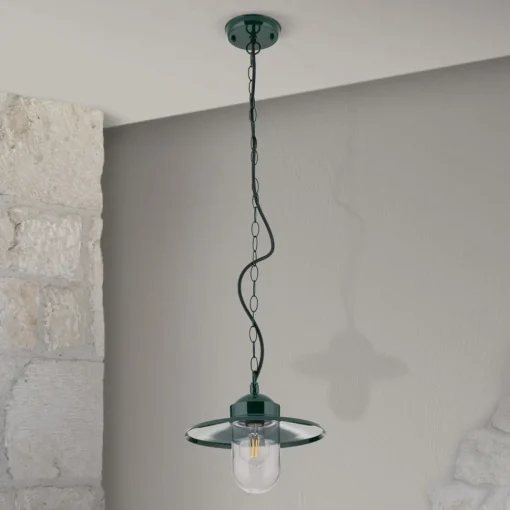 ORION Edward utendørs pendellampe, grønn, Ø 27,5 cm, aluminium/glass Best