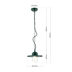 ORION Edward utendørs pendellampe, grønn, Ø 27,5 cm, aluminium/glass Best
