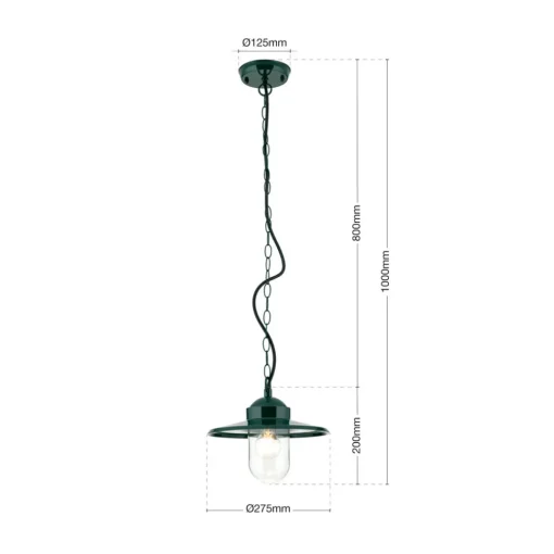 ORION Edward utendørs pendellampe, grønn, Ø 27,5 cm, aluminium/glass Best