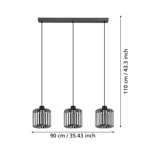 EGLO connect LED-hengelampe Ginestrone-Z, 3 lyskilder, svart Online