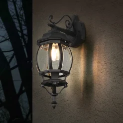 Trio Lighting Elvo utendørs vegglampe, bunnkontakt, matt svart Hot