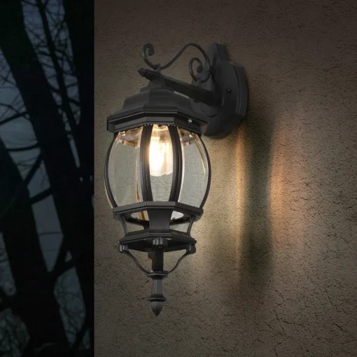Trio Lighting Elvo utendørs vegglampe, bunnkontakt, matt svart Hot