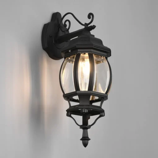 Trio Lighting Elvo utendørs vegglampe, bunnkontakt, matt svart Hot