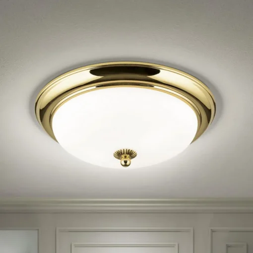 ORION Empire taklampe, Ø 35,5 cm, gull, frostet opalt glass| Taklamper