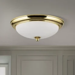 ORION Empire taklampe, Ø 35,5 cm, gull, frostet opalt glass| Taklamper
