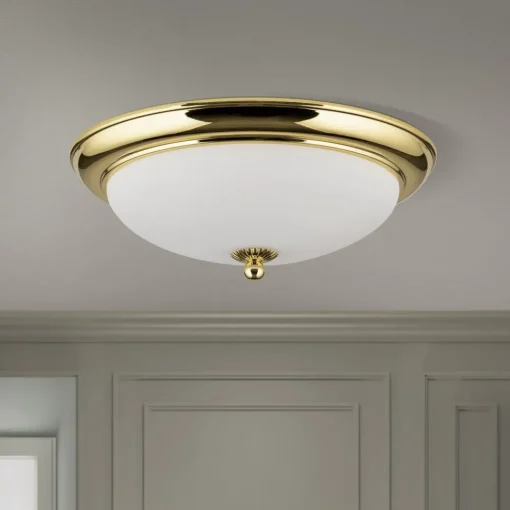 ORION Empire taklampe, Ø 35,5 cm, gull, frostet opalt glass| Taklamper