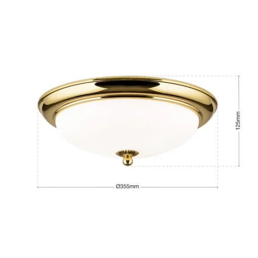 ORION Empire taklampe, Ø 35,5 cm, gull, frostet opalt glass| Taklamper