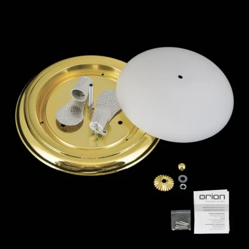 ORION Empire taklampe, Ø 35,5 cm, gull, frostet opalt glass| Taklamper
