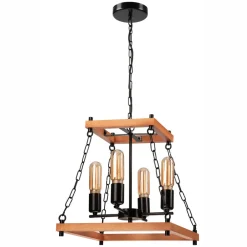 Envostar Glenn lysekrone i tre/svart 4 lyskilder Clearance
