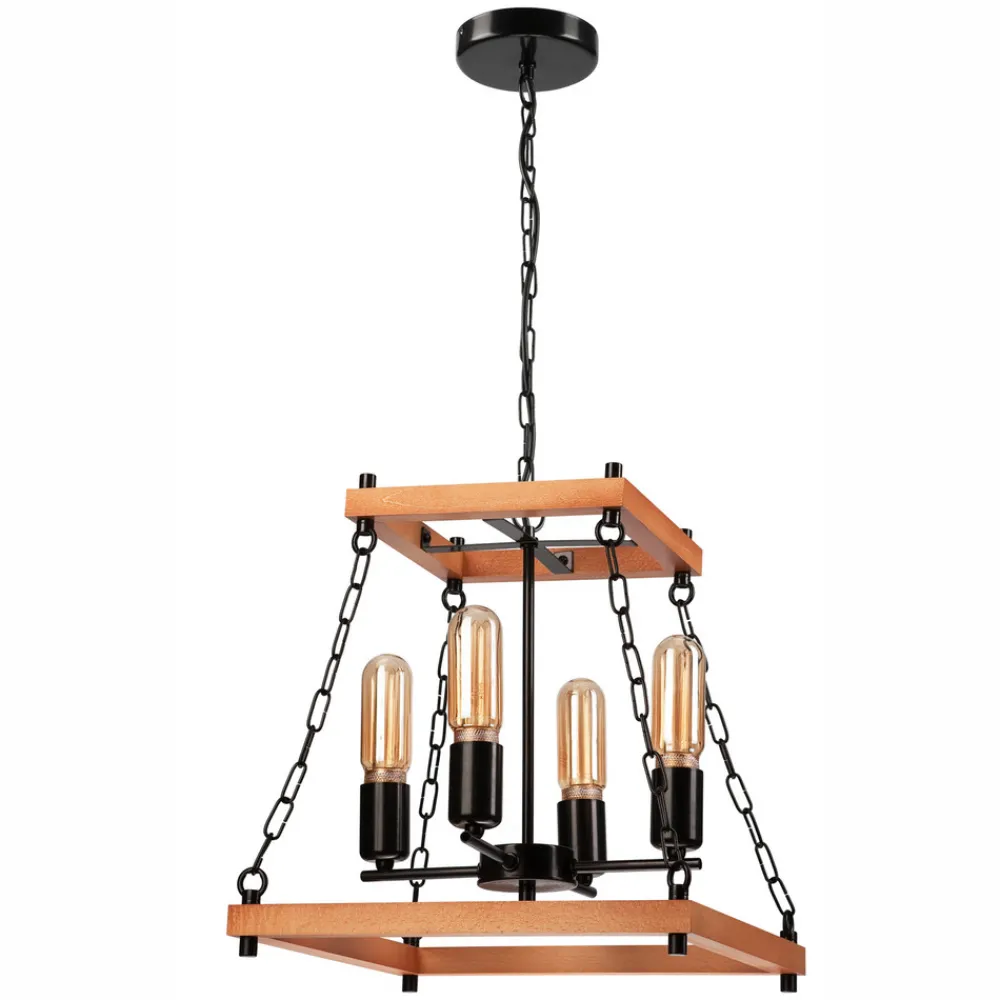 Envostar Glenn lysekrone i tre/svart 4 lyskilder Clearance
