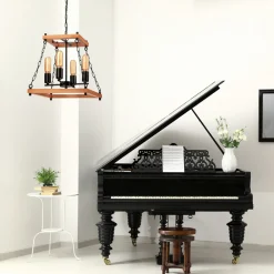 Envostar Glenn lysekrone i tre/svart 4 lyskilder Clearance