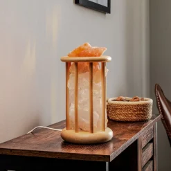 Envostar Harmony-saltlampe med lyst trebur| Bordlamper