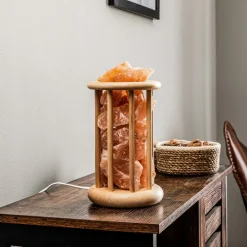 Envostar Harmony-saltlampe med lyst trebur| Bordlamper