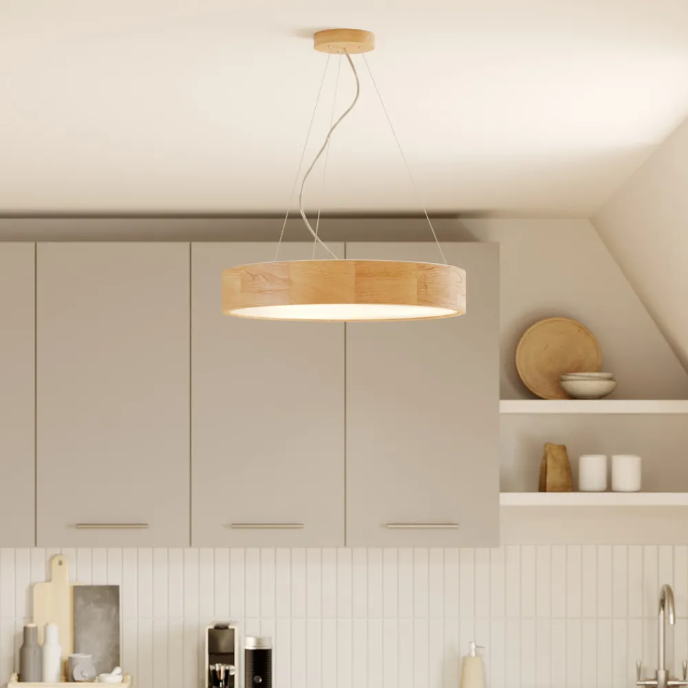 Envostar hengelampe Kerio, Ø 47 cm, eik Hot