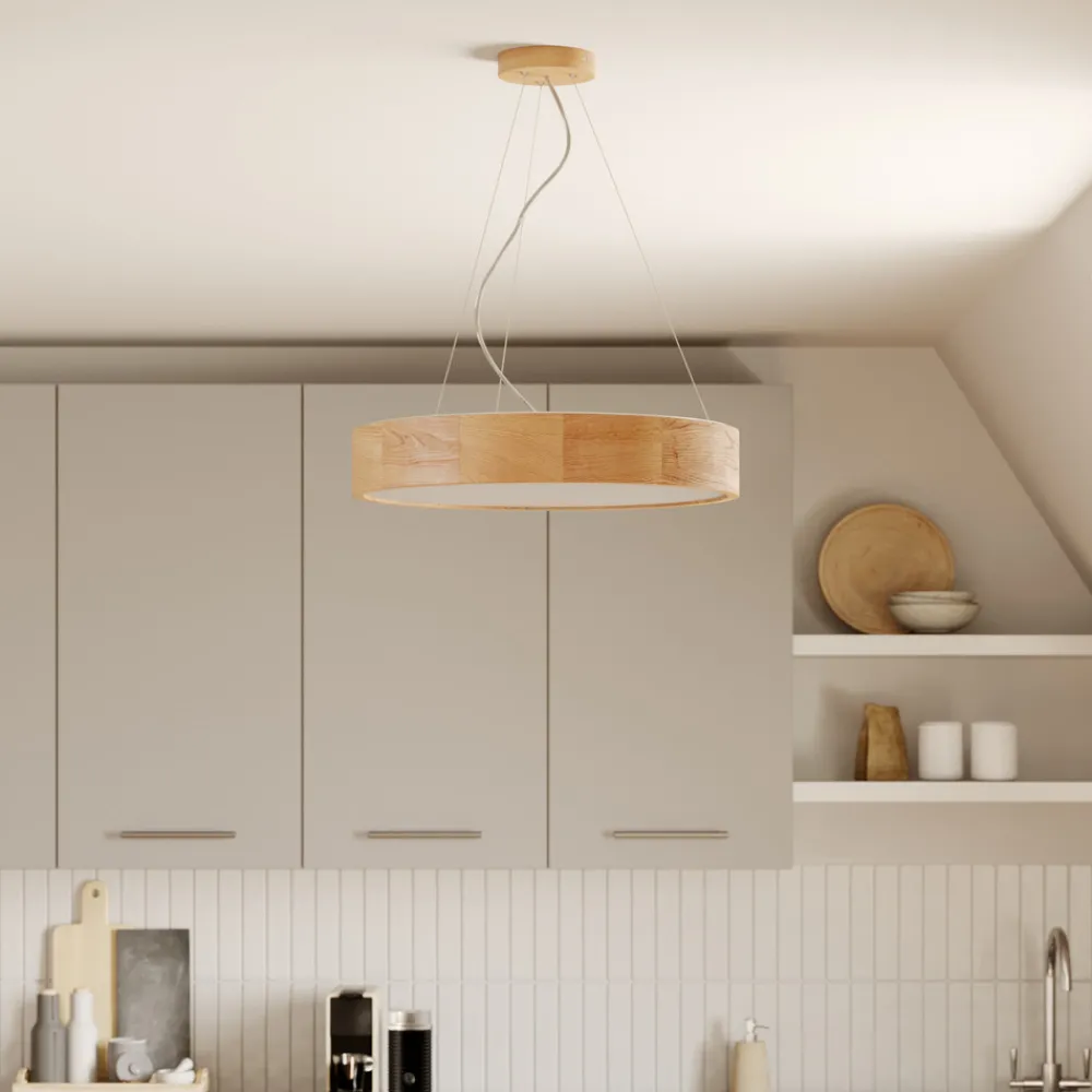 Envostar hengelampe Kerio, Ø 47 cm, eik Hot