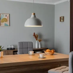 Envostar pendellampe Kaitt, detaljer i tre, Ø 34 cm, beige| Pendellamper