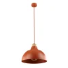 Envostar pendellampe Kaitt, detaljer i tre, Ø 34 cm, mursteinsrød