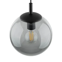 TK Lighting Esme hengelampe, Ø 30 cm, røykgrå, glass, kuppel, E27| Pendellamper