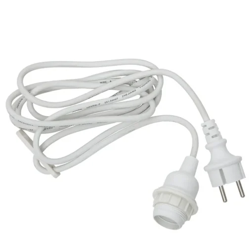 STAR TRADING E27-sokkel med Ute-kabel, 5 m, hvit| Elektromateriell|Tilbehør