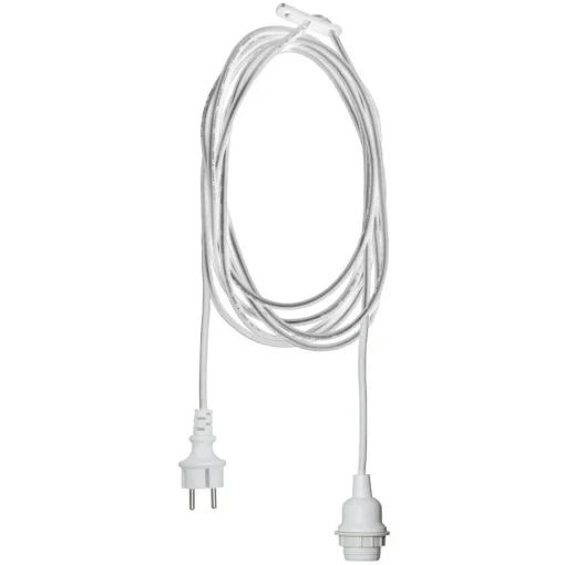 STAR TRADING E27-sokkel med Ute-kabel, 5 m, hvit| Elektromateriell|Tilbehør