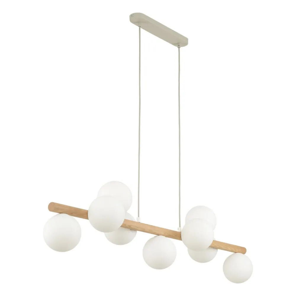 TK Lighting Estera hengelampe, opalglass, tre, 9 lyskilder| Pendellamper